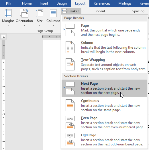 how to manage page numbering in word 2016